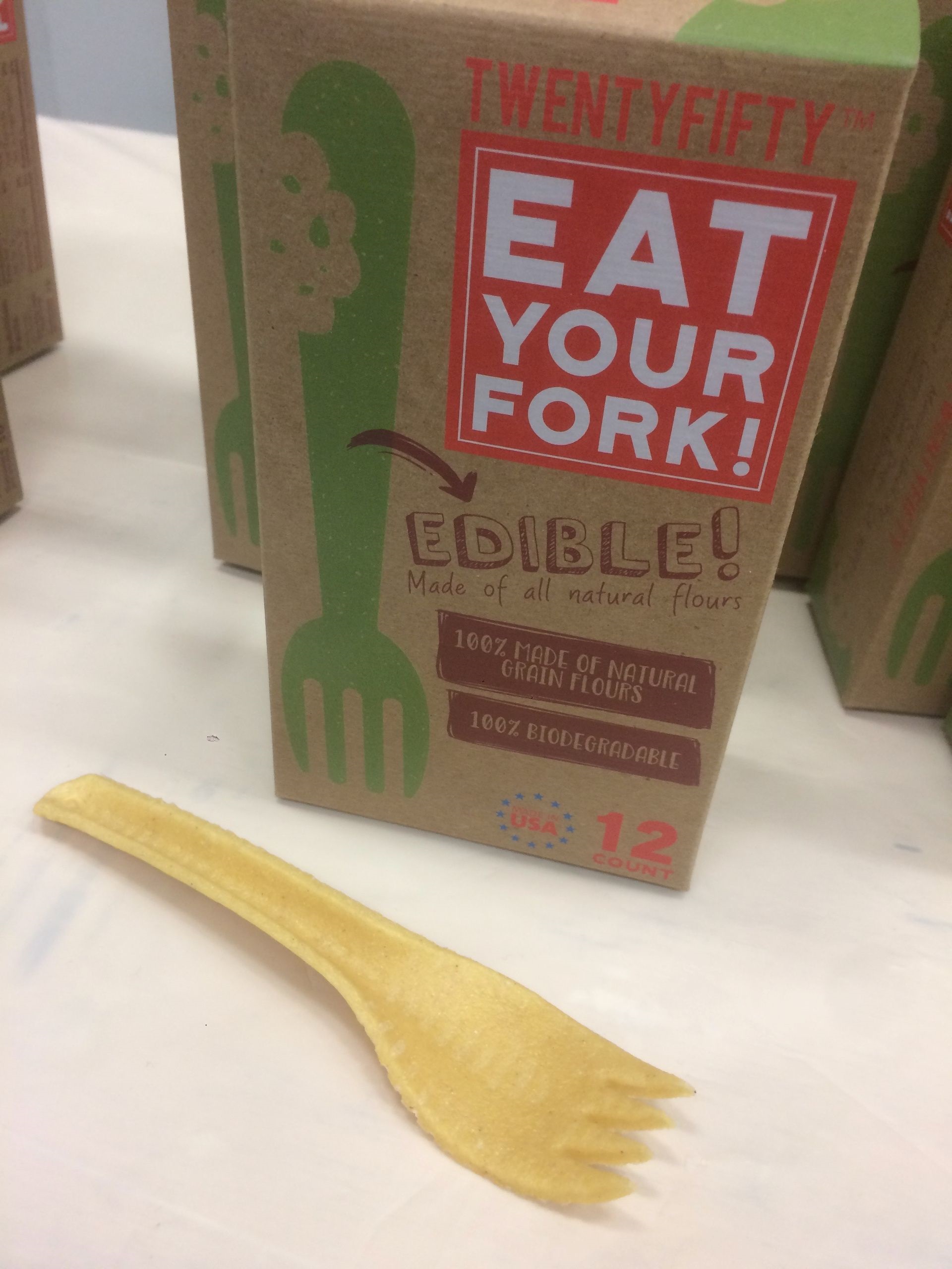 edible fork, edible spoon, eco-friendly utensils, twenty fifty, innovative utensils