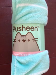 Pusheen, Cat, subscription box, blanket, tape dispenser, photo clips, slippers, water bottle