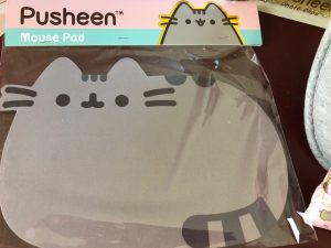 Pusheen, Cat, subscription box, blanket, tape dispenser, photo clips, slippers, water bottle