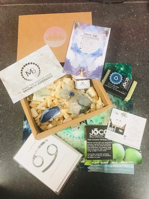 moonbox, wellness, lunar phases, new moon, full moon, curated box, crystals