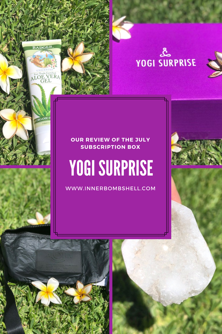 crystals, yoga, subscription box, tea, jewelry, aloha, purse, aloe vera, bug repellent, travel bag,