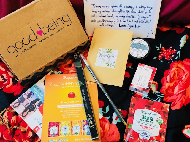 Good being Box, Monthly Subscription Box, Wellness and Beauty, Natural, Organic, Lip Balm, Hair Care, Face Masks, Yoga